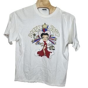 Vintage Diamond Dust Betty Boop Glitter Red Dress T Shirt XL